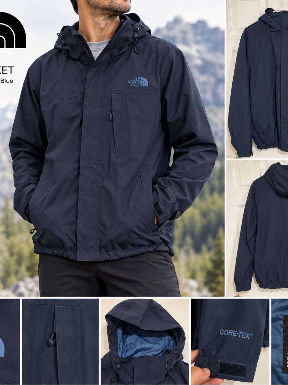 The North Face Men's Dark Navy GORE-TEX Hooded Rain Jacket